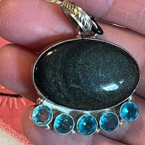 Cats Eye/Topaz/Sterling  Pendant